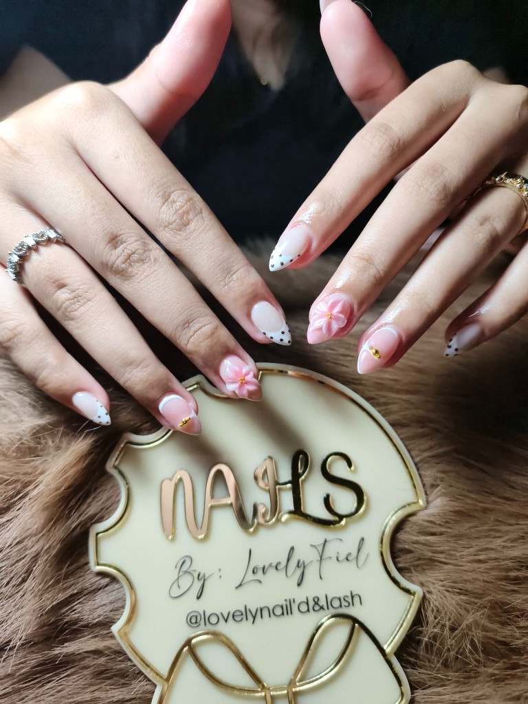 Floral French & Polka Dots — Lovely Nails nail art